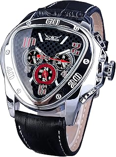 Automatic mechanical wristwatch Jaragar golden for men's watches with leather bracelet, Sports mechanical watches, triangular glasses, fashionable yellow dial.. Fast delivery, fair prices, and full variety — only on DIAYTAR Nigeria.
