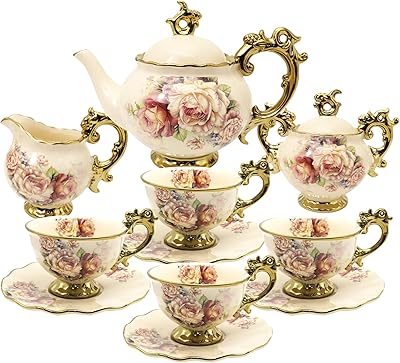 British porcelain tea service fan kuer 15 rooms, coffee service with ancient Chinese flowers, wedding tea service for adults, large tea cup.. Shop the future with DIAYTAR NIGERIA - thousands of products, unbeatable prices, delivery within a week.