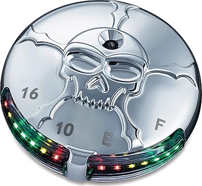 Ken Ken Motorcycle Lighting Accessory 7357: LED Zombie Skull fuel and battery gauge for motorcycles Harley Davidson 1988-2019, Chrome.. DIAYTAR NIGERIA delivers value, variety, and convenience with our nationwide 5-8 day shipping.