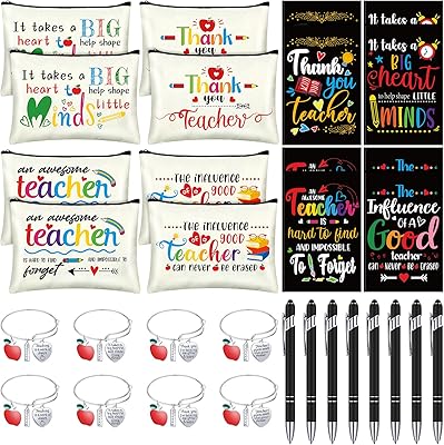 Thanks Gift set for the teacher's day of 32 pieces comprising 8 motivation ball pens, 8 inspiring quotes books, 8 makeup kits for teacher with zipper and 8 bracelets for teacher for school gift.. DIAYTAR NIGERIA transforms how Nigerians shop with our affordable prices and dependable shipping times.