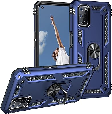 Ceque for mobile phone Oppo A72/A52/A92 4G with tempered glass screen protection, shock resistant silicone support ring, blue.. Click, pay, receive — DIAYTAR Nigeria makes online shopping seamless.
