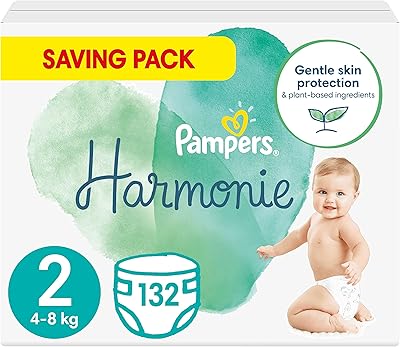 Pampers layers, size 2 (4-8 kg / 9-18 lbs), Harmony, 132 layers, economic package, supplies for newborns.. DIAYTAR NIGERIA transforms how Nigerians shop with our affordable prices and dependable shipping times.