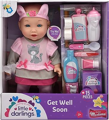 Baby Maziuna Get Wellings Darlings Baby Doll, 12 inch with accessories, 15 pieces, 3878.. DIAYTAR NIGERIA: Where smart shoppers find everything they need at prices they can afford.