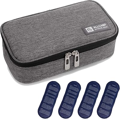 Insulin insulated travel bag for diabetes medication organizer with 4 blocks of ice - OLCAMP reusable portable epipen case - Gray (size M).. Every order, every item — DIAYTAR Nigeria delivers fast and reliably.