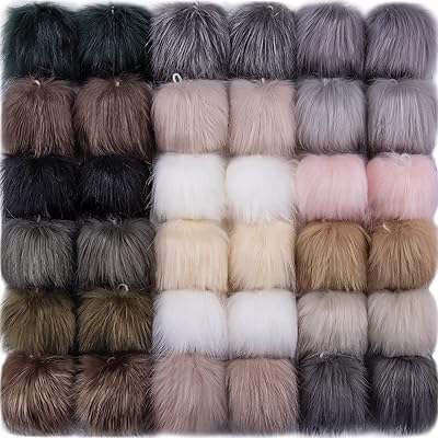 SIK 36 Faux fur pompoms with elastic loop for hats, shoes, scarves, gloves and bags (18 colors, 2 pieces for each color).. DIAYTAR NIGERIA: Where shopping meets satisfaction with affordable prices and prompt delivery services.