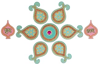 Eximious India Diwali Acrylic Rangoli Set - Diwali Home Office Sol and Table Decoration Laxmi Puja Decoration (light blue).. DIAYTAR NIGERIA: Your partner in affordable online shopping with dependable delivery within 8 days.