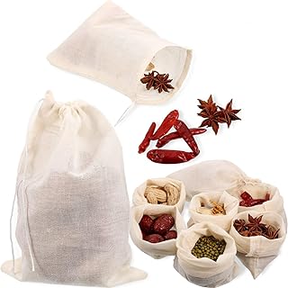 Reusable cotton -reusable soup bags with tightening cord, Filtering bags in muslin for soup, broth, coffee, tea, bone broth (8 x 10 inches) - 10 pieces.. Discover thousands of products on DIAYTAR Nigeria — from fashion and electronics to home goods. We guarantee quick delivery and competitive pricing across the board.