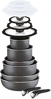 AGOSTINA BASIC Cooking Battery, Aluminum, Black, 14 Pieces.. From phone accessories to home decor — DIAYTAR Nigeria ships it fast.