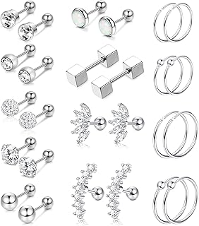 Yadoca 13 pairs of stainless steel earrings for men and women, Helix tragus Cz Barbell Conch piercing, Creole earrings.. DIAYTAR NIGERIA delivers affordability and convenience to your doorstep within 8 days of purchase.