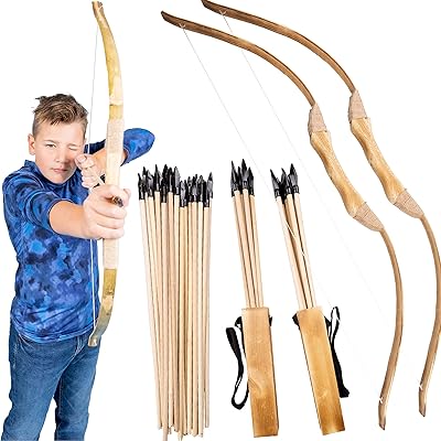 Classic wooden archery in Island Genius, bow and arrow, outdoor games and gifts for children boys and girls - 2 bows, 2 quiver and 20 arrows.. DIAYTAR NIGERIA: Where affordable shopping meets reliable nationwide delivery in less than a week.