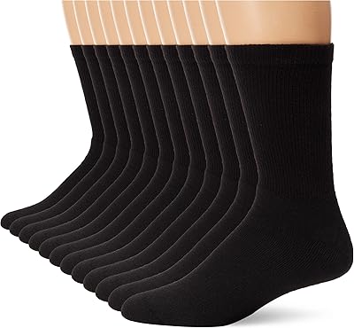 Set of 12 pairs of Hanes Double Crew socks for men, available in large and large sizes.. DIAYTAR NIGERIA revolutionizes online shopping with competitive prices and reliable 5-8 day delivery.