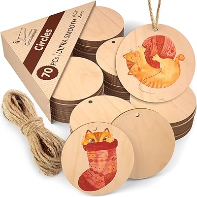 Non -finished wooden circles of 4 cm for crafts, 70 pieces - Virgin circle slices for painting and crafts - Fine wooden discs with holes for Christmas decoration - Wooden circular plate as gift for friends.. DIAYTAR NIGERIA: Where affordability meets reliability with thousands of products delivered promptly.