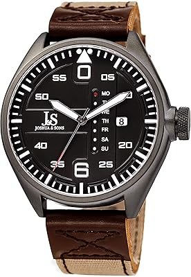 Men's quartz watch Joshua & Sons, analog display and JX145br leather bracelet.. Say goodbye to long wait times — DIAYTAR Nigeria ships in just 5–8 days!