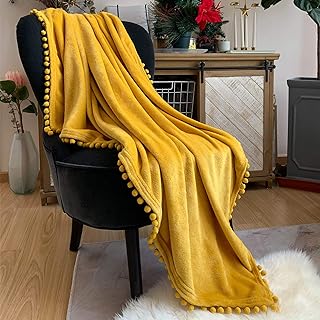 Lomao flannel cover with fringes, light and comfortable, soft cover for sofa all seasons (51 x 63) (yellow).. DIAYTAR NIGERIA stands as your affordable shopping ally with nationwide delivery in just 5-8 days.
