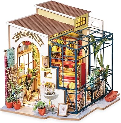 Rolife DIY Miniature doll house with furniture kit with LED light, mini construction house kit, wooden greenhouse kits, best gift for children (Emily's Flower Shop).. Forget the long lines — DIAYTAR Nigeria is always open for shopping.