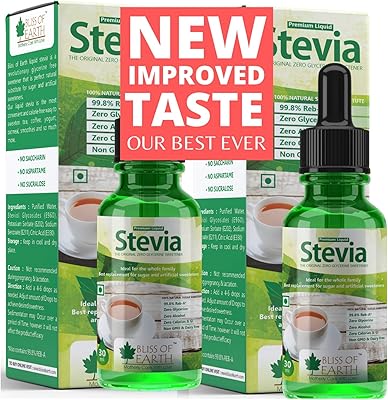 Liquid drops Bliss of Earth 2 x 30 ml Original 99.8% Reb-A Stevia, sweetening without sugar and glycerin in a glass bottle.. No stress, no delays — DIAYTAR Nigeria is your trusted shopping partner.