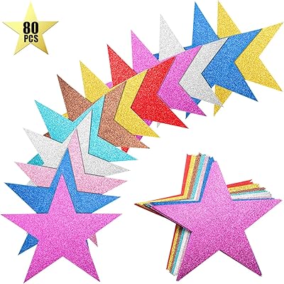Jijoy 80 pieces of confetti glitter stars for display board, classroom, party, 6 "length, 8 colors.. Shop with purpose at DIAYTAR NIGERIA, where your money goes further and delivery is always prompt.