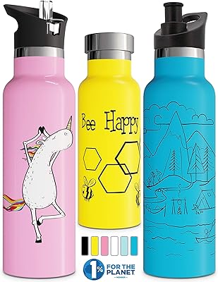Bottle of pink unicorn isothermal water with 3 covers (straw lid) reusable for children.. With DIAYTAR Nigeria, shopping online is easy, affordable, and fast.