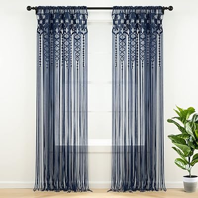 Lush Decor Window Window Curtain in Macramé Bohemian Style/Piece separator/corridor/Wall decoration, 84 "Long x 40" wide, navy blue.. Shop like never before with DIAYTAR NIGERIA's comprehensive marketplace and budget-friendly shipping.