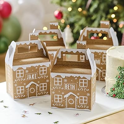 Ginger Ray Ginger Bread House gift boxes with personalized label names, pack of 4.. Shop with intention at DIAYTAR NIGERIA, offering thousands of products at budget-friendly prices.