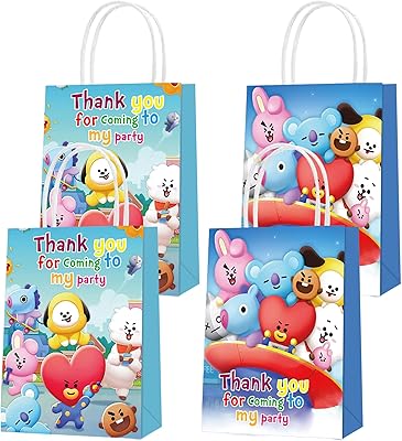 16pccs BT21 Festival paper dragees bags, 2 party styles with handles for BTS fans' birthday party decorations, candy bags.. DIAYTAR NIGERIA: Where thousands of products meet affordable prices and reliable 5-8 day delivery.
