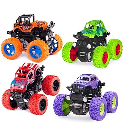 4 pieces of Monster Trucks Educational Toy Tying Cars, Push-And-Go Friction Cars, Ramadan Gifts for Birthday Holidays for young children (4 green, purple, red and orange colors).. Experience the joy of discovery with DIAYTAR NIGERIA's vast catalog and nationwide affordable delivery.