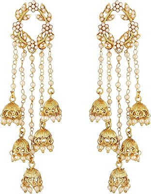 Jhumka Jhumki Gold Placked Golden Placked Women and Girls (8630ER) earrings by Shining Diva.. DIAYTAR NIGERIA transforms how Nigerians shop with our affordable prices and dependable shipping times.