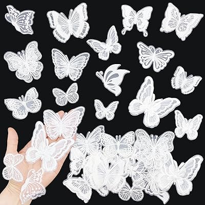 30 pieces of patch embroidered in butterfly lace for wedding dresses, clothes, hair accessories, sewing, crafts (white).. With DIAYTAR Nigeria, shopping online is easy, affordable, and fast.