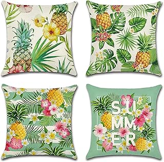 Set of ALYKDON waterproof decorative decorative cushion covers, perfect for an outdoor terrace, a garden, a living room, a sofa, a farm (18 x 18 inches) (tropical and pineapple plants).. Get more for less on DIAYTAR Nigeria — Nigeria’s favorite e-commerce platform.
