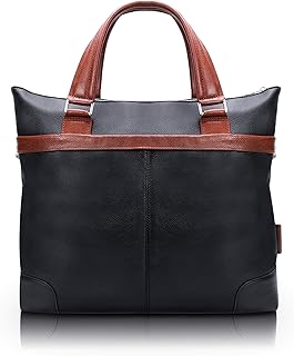 McKlein Eastward, grained veal leather, 15 inch two -tone, laptop and tablet bag, black (18392).. DIAYTAR NIGERIA delivers affordability and convenience to your doorstep within 8 days of purchase.