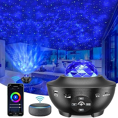 Galaxy projector, WiFi star projector with Alexa Google Assistant Voice Command, LED night light Nebula Star Waves, remote application timer and music player for children's and adult rooms.. DIAYTAR NIGERIA: Revolutionizing how Nigerians shop with affordable prices and prompt delivery services.