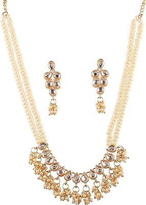 Set of Long Touchstone necklaces for Women Plated Gold and Silver Enamel done by Indian Royal Bollywood Kundan Polki Meenakari Design.. Unlock endless possibilities with DIAYTAR NIGERIA's affordable marketplace and reliable delivery service.