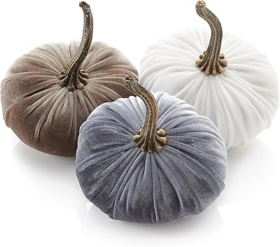 Choose a set of 3 mini velvet pumpkin, interior decoration handmade, vacation fireplace decoration, wedding centerpiece decoration (gray, mole, ivory).. DIAYTAR NIGERIA makes quality accessible with our extensive catalog and competitive delivery rates.