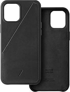 Native Union Click Card protective case for iPhone 12 Pro Max - Made of Italian leather, can contain up to two cards, Fine fall -resistant hull, compatible with wireless loading and Magsafe charger (black).. Shop without boundaries at DIAYTAR NIGERIA, offering affordable products with convenient delivery times.