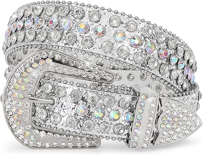 Western leather belt with rhinestones for men and women, vintage shiny size belts for jeans.. Shop from anywhere in Nigeria and receive your DIAYTAR purchases at affordable prices within a week.