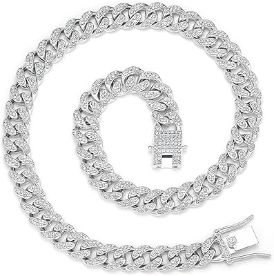 Miami Cuban Subject Collar, Diamond and Cubic Zircony Necklace, Hip Hop jewelry, men's and women's gift, silver gold 18 "/20"/22 ", zinc, cubic zirconia.. Shopping has never been easier — DIAYTAR Nigeria delivers it all in 5–8 days.