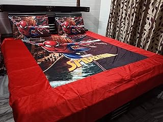 Large double Bahiji Polycoton and Plastic PVC 50 TC children's beds with magnificent Spiderman print with 2 pillowcases (multicolored).. Experience retail satisfaction with DIAYTAR NIGERIA's comprehensive platform and prompt shipping service.