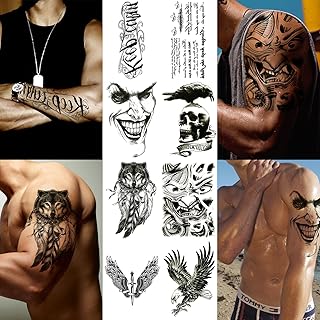 Playmax 8 Elegant Waterproof Leaves Long Duration Rocker Cool Design Mal Wolf Eagle Corbeau Skull Skish Words Bodies Broken Shop Chest Back Sticker Temporary Tattoo For Adolescents Men Men.. Your shopping dreams realized through DIAYTAR NIGERIA's affordable platform with reliable delivery times.