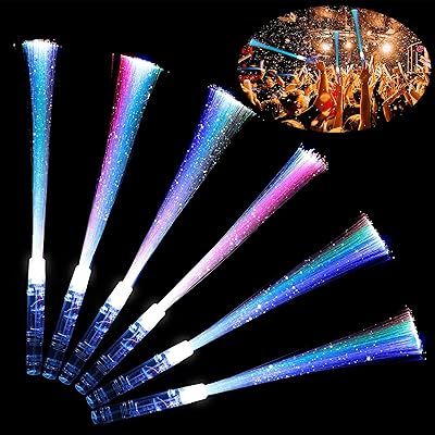 6 optical fiber luminous sticks, flashing LED light, operating with batteries, funny light sticks, illuminate birthday party gifts (transparent).. No more overpriced stores — DIAYTAR Nigeria brings the best to your door.