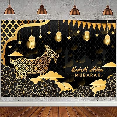 A black background banner of Eid al Adha design for the decoration of festival of Eid Al Adha.. DIAYTAR NIGERIA: Where quality meets affordability, with thousands of products delivered in less than 8 days.