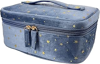 Ofrank cosmetics kit in vintage velvet, portable and elegant travel makeup bag, toiletry bag for women and girls, star pattern, blue, makeup bag.. Discover shopping made effortless with DIAYTAR NIGERIA's comprehensive platform and quick shipping.