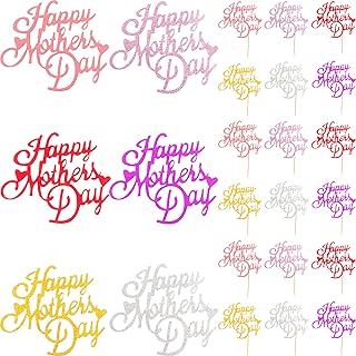 Cagemoga Lot of 24 cake decorations for Mother's Day, Cupcake decoration with glitter for Mother's Day, birthday party supplies for mom, 6 colors.. DIAYTAR NIGERIA: Where every Nigerian finds what they need at prices they can afford, delivered promptly.