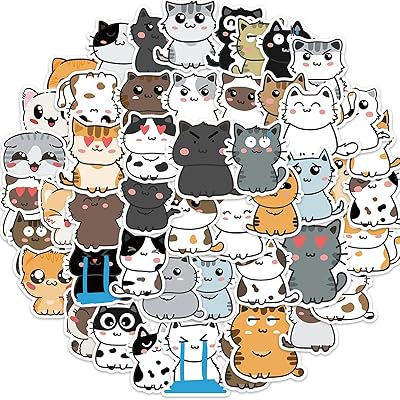 50pcs Mignon chat stickers for water bottle, waterproof vinyl stickers for children teenagers laptop scrapbook cell phone book baggage bike bike baggage.. DIAYTAR NIGERIA promises affordability and variety with every purchase, delivered in 5-8 days.