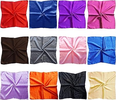12 sets of small square scarves in satin for women, several colors, 50x50cm.. DIAYTAR NIGERIA: Bringing quality products to your doorstep at prices that won't break the bank.
