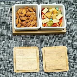 Yatai Lot of 2 ceramic service plates with bamboo tray.. Shop smart and save with DIAYTAR NIGERIA's extensive product range and 5-8 day delivery guarantee.