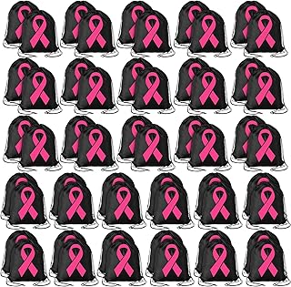 54 Pieces Backpack awareness of breast cancer with pink ribbon cord bags for sport shopping work travel travel.. Your shopping journey simplified with DIAYTAR NIGERIA's vast selection and budget-friendly shipping.