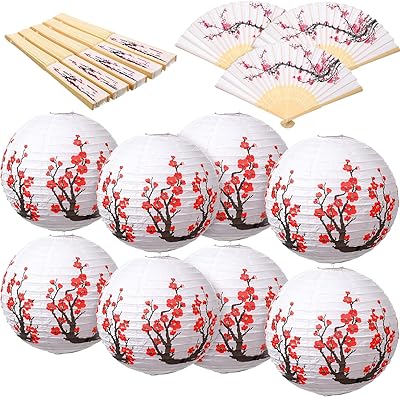Yoligo 8pcs Chinese Japanese paper lanterns and 8pcs Cherry Flowers Folding Folding Japanese lantern Sakura for restaurants, church, wedding festival, DIY decoration (12 inch).. DIAYTAR NIGERIA makes luxury accessible with our affordable prices and dependable delivery service.