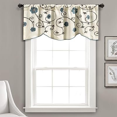 Short kitchen curtain lush decor royal garden with floral motif, 18 "x 42", blue.. DIAYTAR NIGERIA brings the joy of affordable shopping to your fingertips with delivery in less than 8 days.