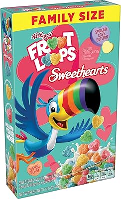 Cereals for breakfast Kellogg's Froot Loops Sweethearts, flavored with fruit, snacks for Valentine's Day, family format, original, 14.5 oz box (1 box).. Your complete shopping solution, DIAYTAR NIGERIA delivers variety and value within the week.