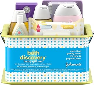 Johnson's BABY BAT DISCOVERY Gift box for parents and bag containing bath time and skin care essentials, bath, blue, set of 7 pieces.. DIAYTAR NIGERIA: Where online shopping becomes effortless with budget-friendly nationwide delivery.